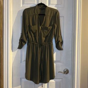 Dynamite olive green zip front dress